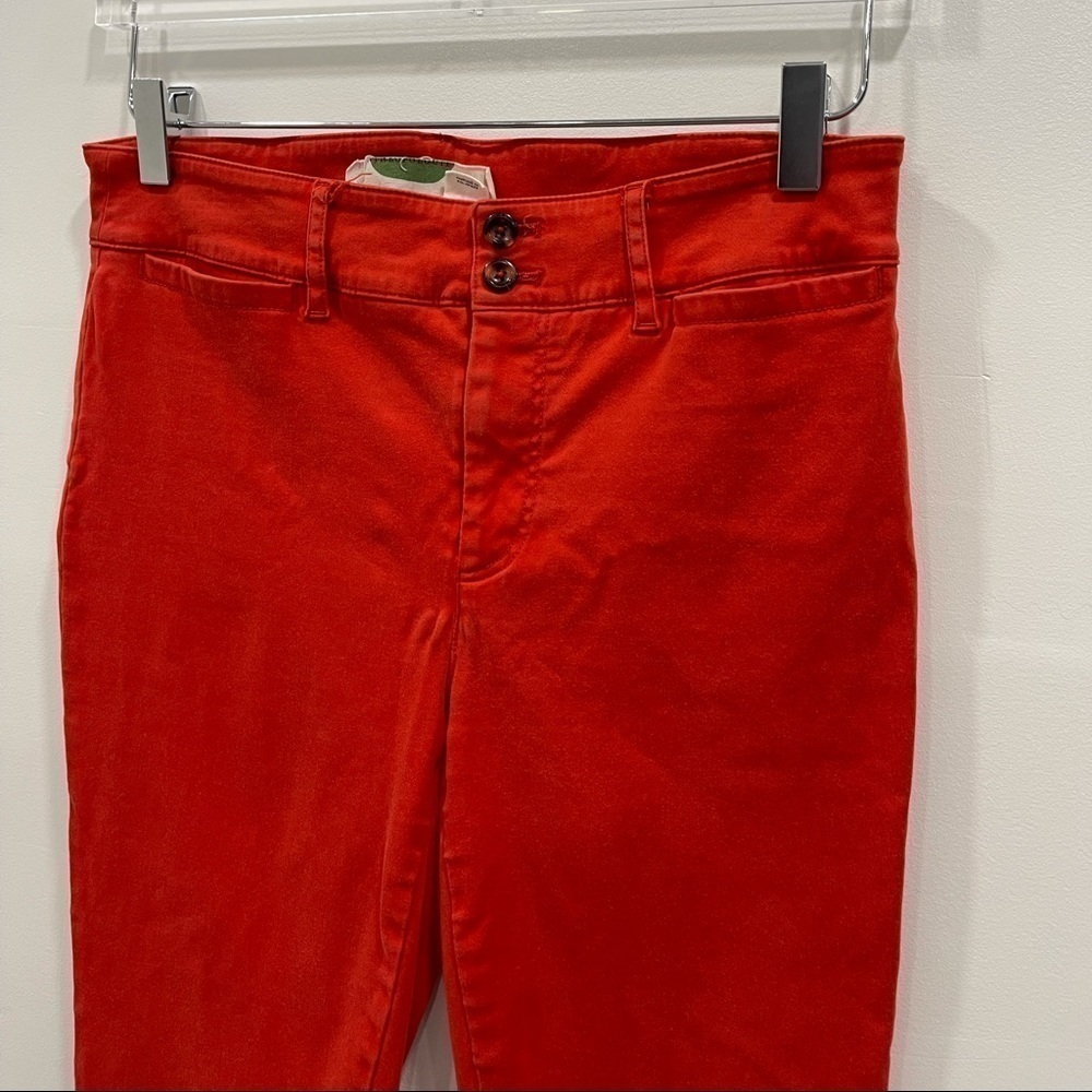 By Anthropologie Cotton Blend Washed Red Cropped Ankle Pants 6 - Picture 2 of 7